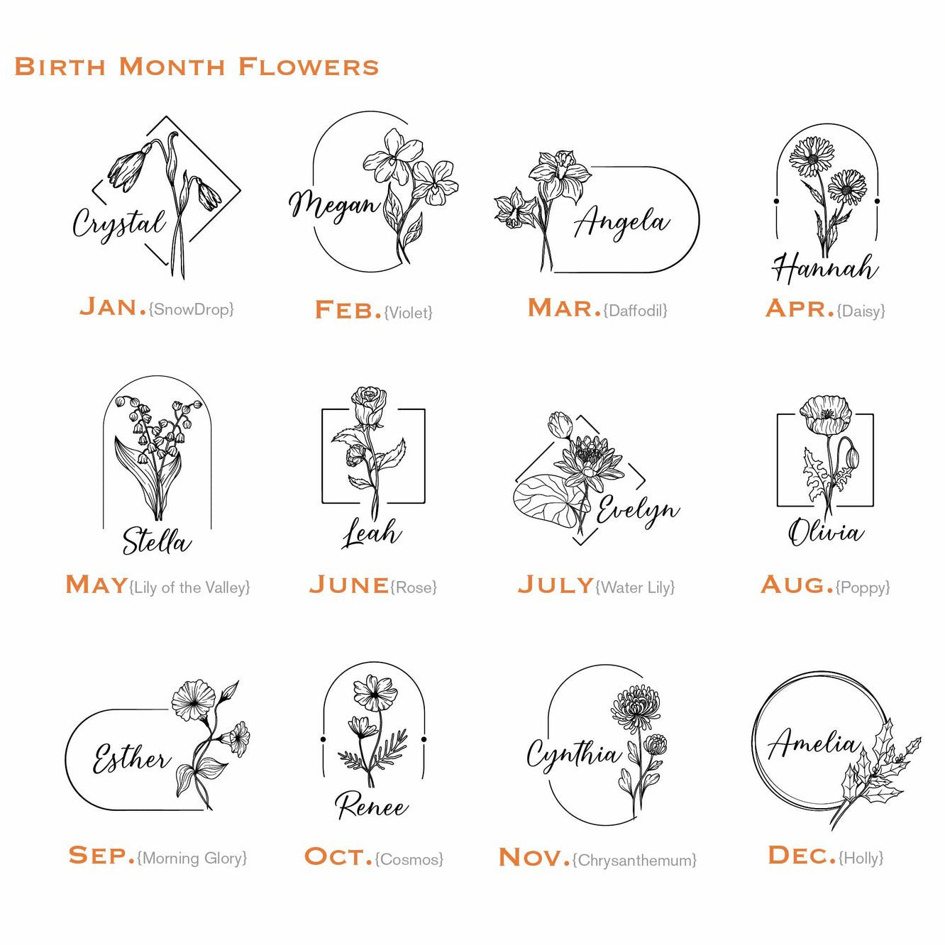 Personalized Birth Flowers With Name Tumbler 40oz, Stainless Steel Tumblers With Straw Handle, Custom Birth Month Flowers Cup, Birthday Gift