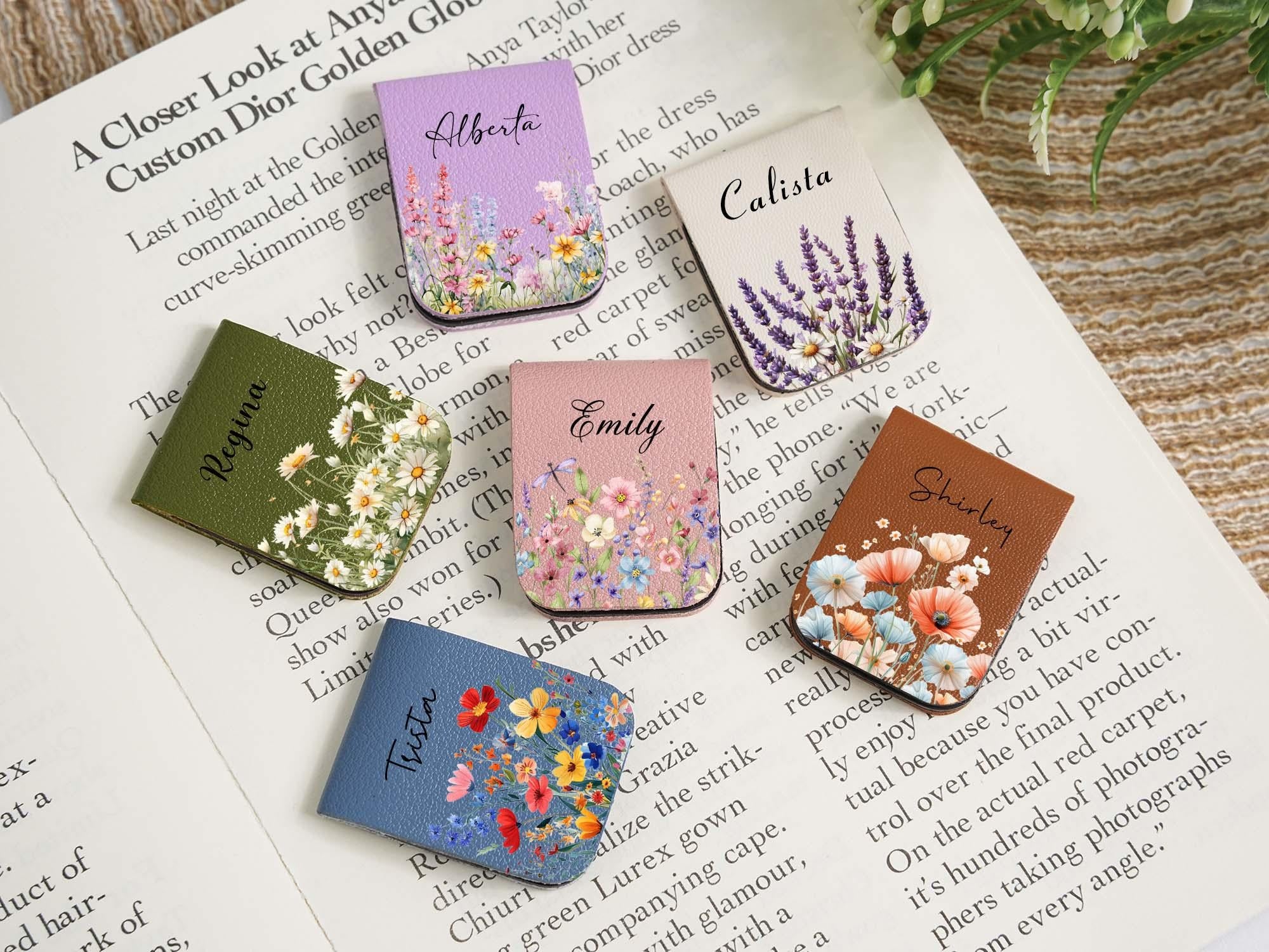 Leather Magnetic Bookmark, Library Bookmark, Bridesmaid gift, Book Accessory, Custom Name Leather Bookmark, Gift for Book lovers or Teachers