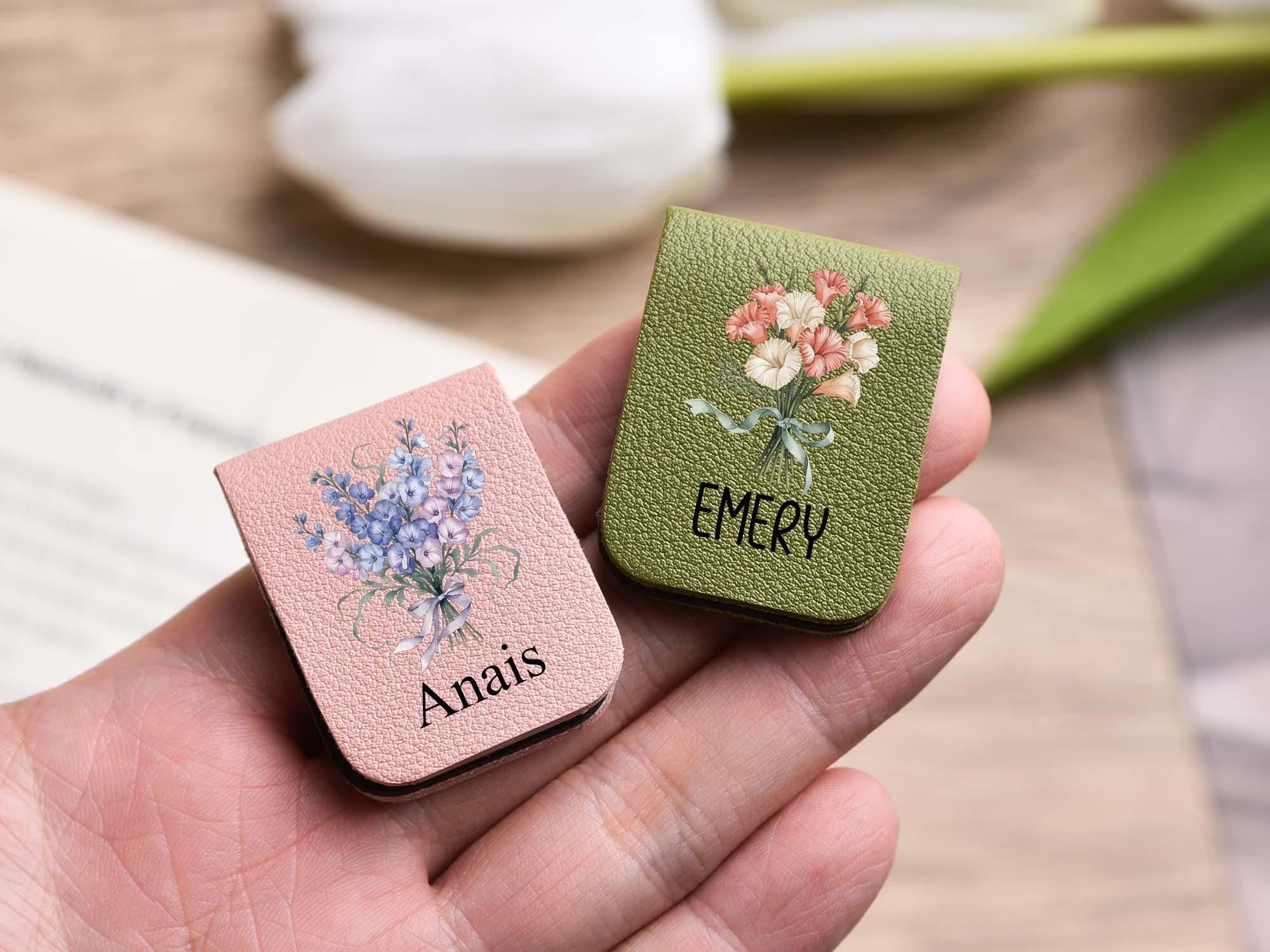 Personalized Leather Bookmarks – Birth Flower Collection, Custom Name Floral Bookmark, Handcrafted Leather Bookmark Gift for Book Lovers