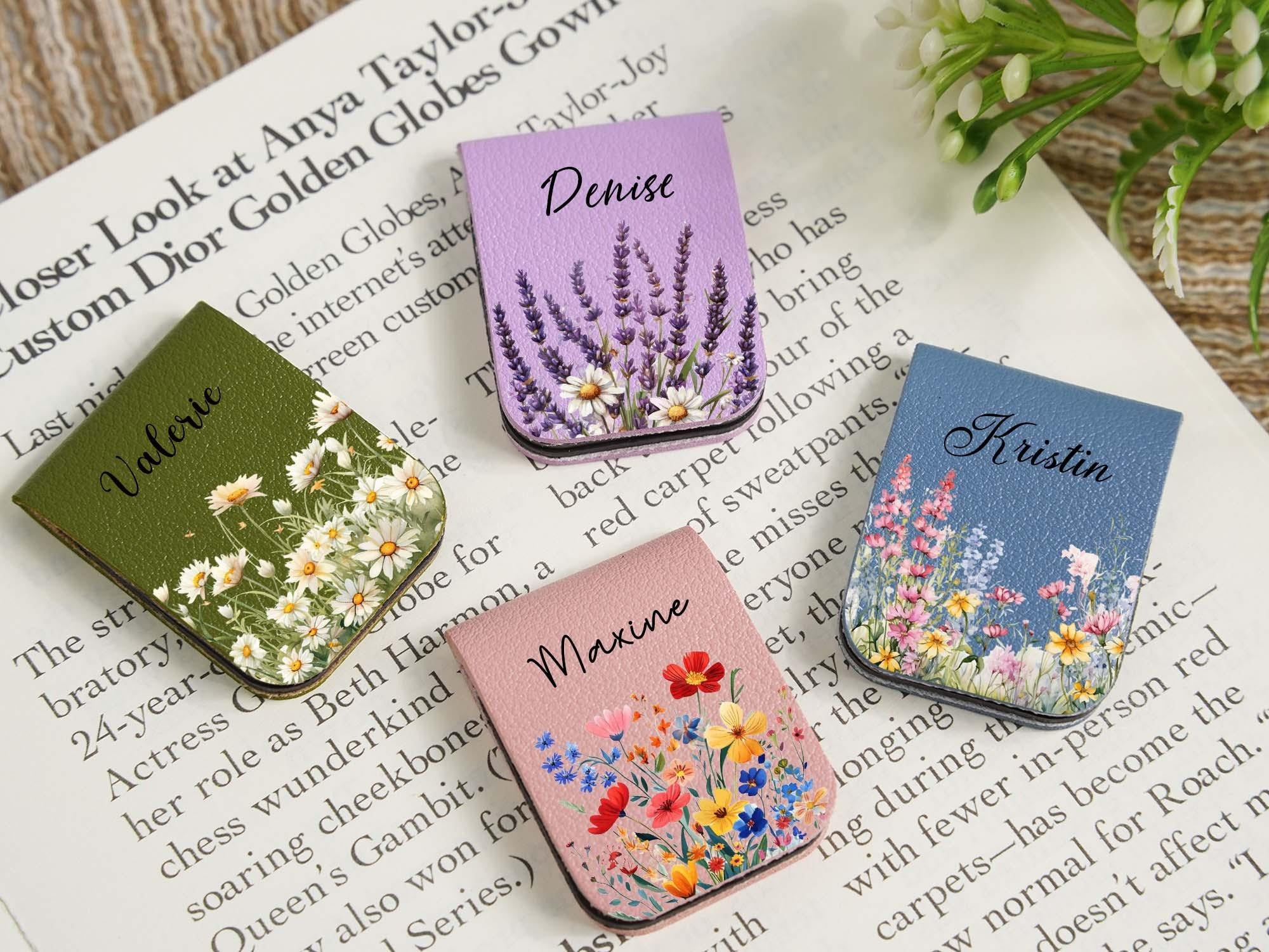 Leather Magnetic Bookmark, Library Bookmark, Bridesmaid gift, Book Accessory, Custom Name Leather Bookmark, Gift for Book lovers or Teachers