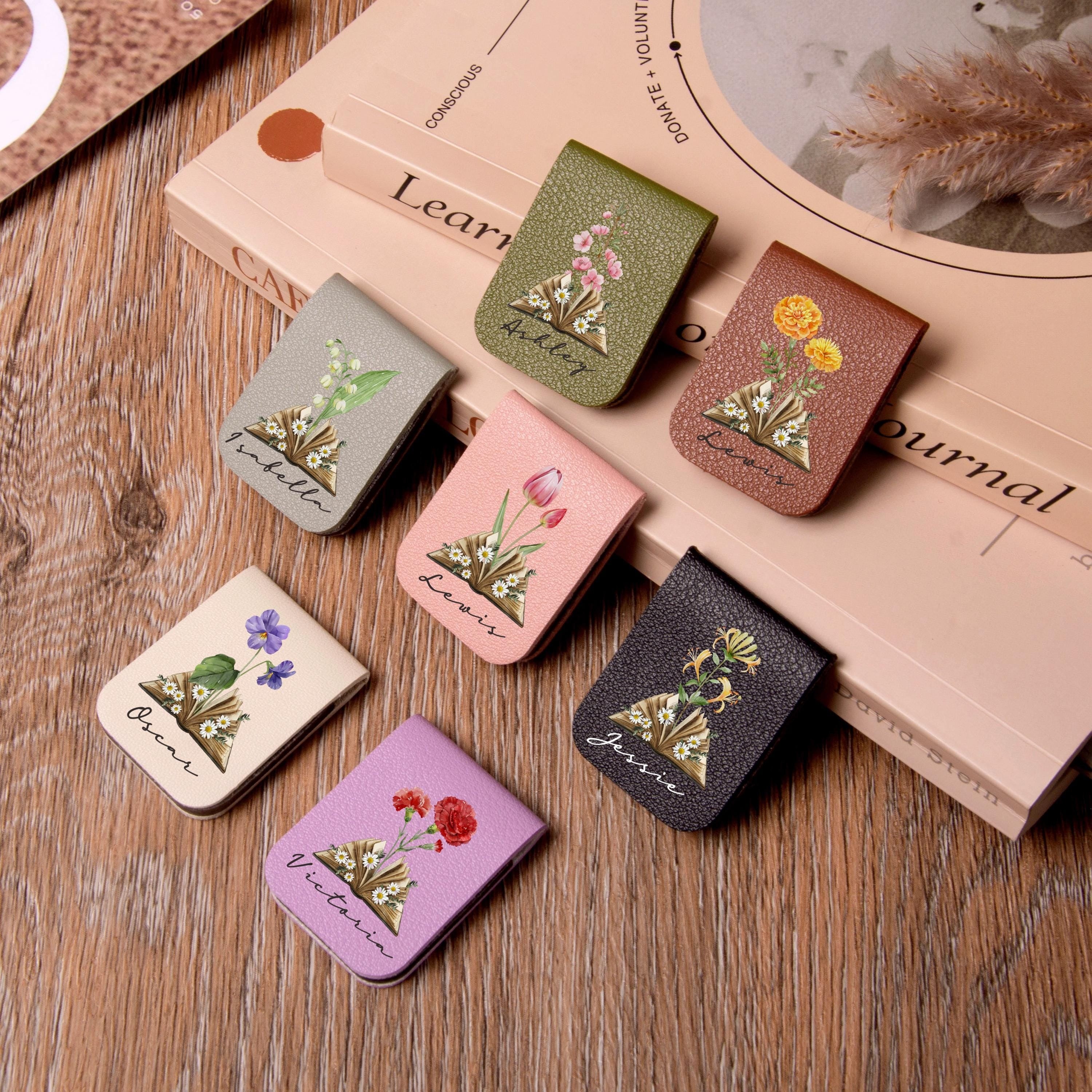Personalized Magnetic Bookmark with Birth Flower, Custom Name Bookmark, Bridemaid Gift, Birthday Gift for Book Lovers, Gift for Friends
