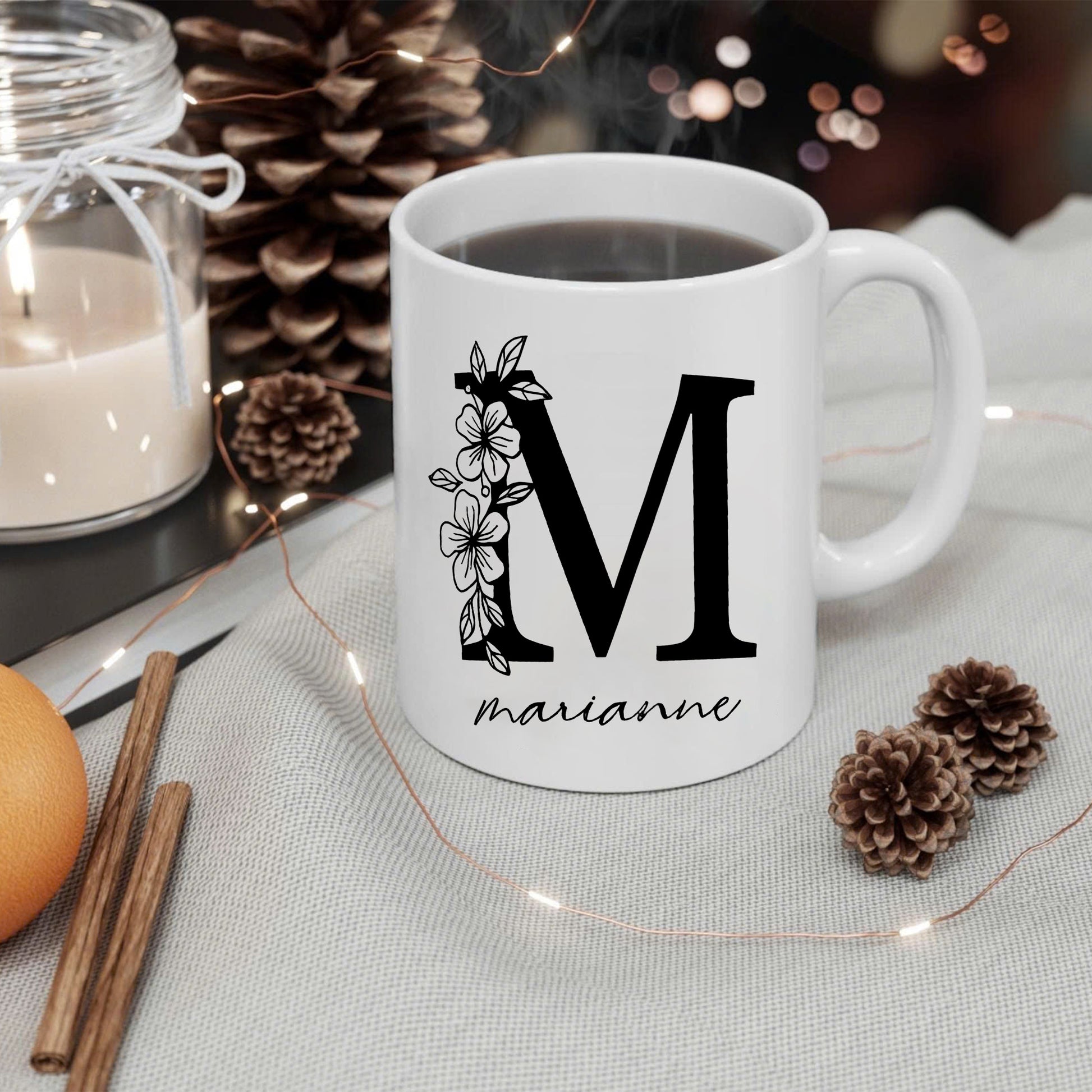 Personalized Flower Girl Mug With Name, Birth Flowers Mug, Custom Birth Month Flowers Mug, Birthday Gift
