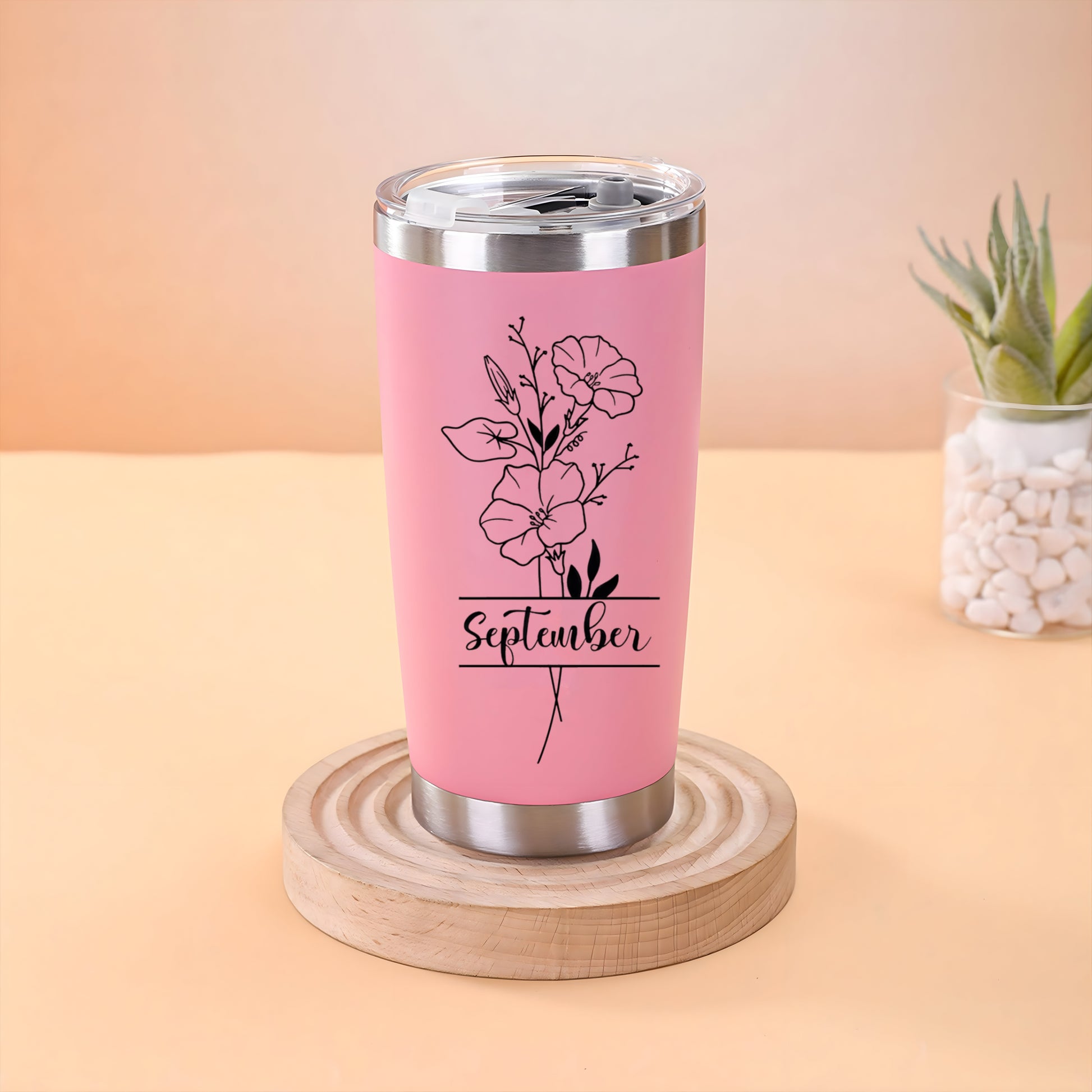 Stainless Steel Birth Flower Tumbler, Personalized Monthly Flower Travel Mug, Custom Insulated Cup, Birthday Gift for Her Him