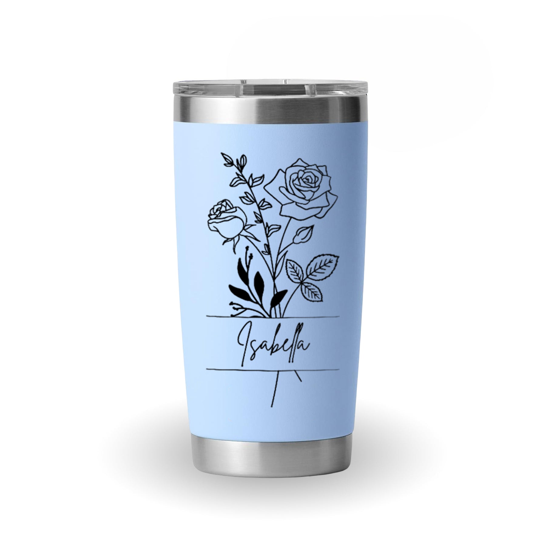Stainless Steel Birth Flower Tumbler, Personalized Monthly Flower Travel Mug, Custom Insulated Cup, Birthday Gift for Her Him