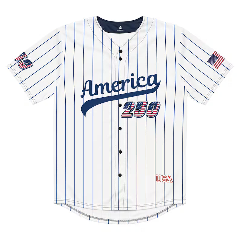 Personalized USA 250th Baseball Jersey, Red White and Blue, Custom Patriotic Shirt, Independence Day Apparel, 4th of July Custom Patriotic Baseball Jersey, 250th USA Name Number Shirt. BJPETAL04