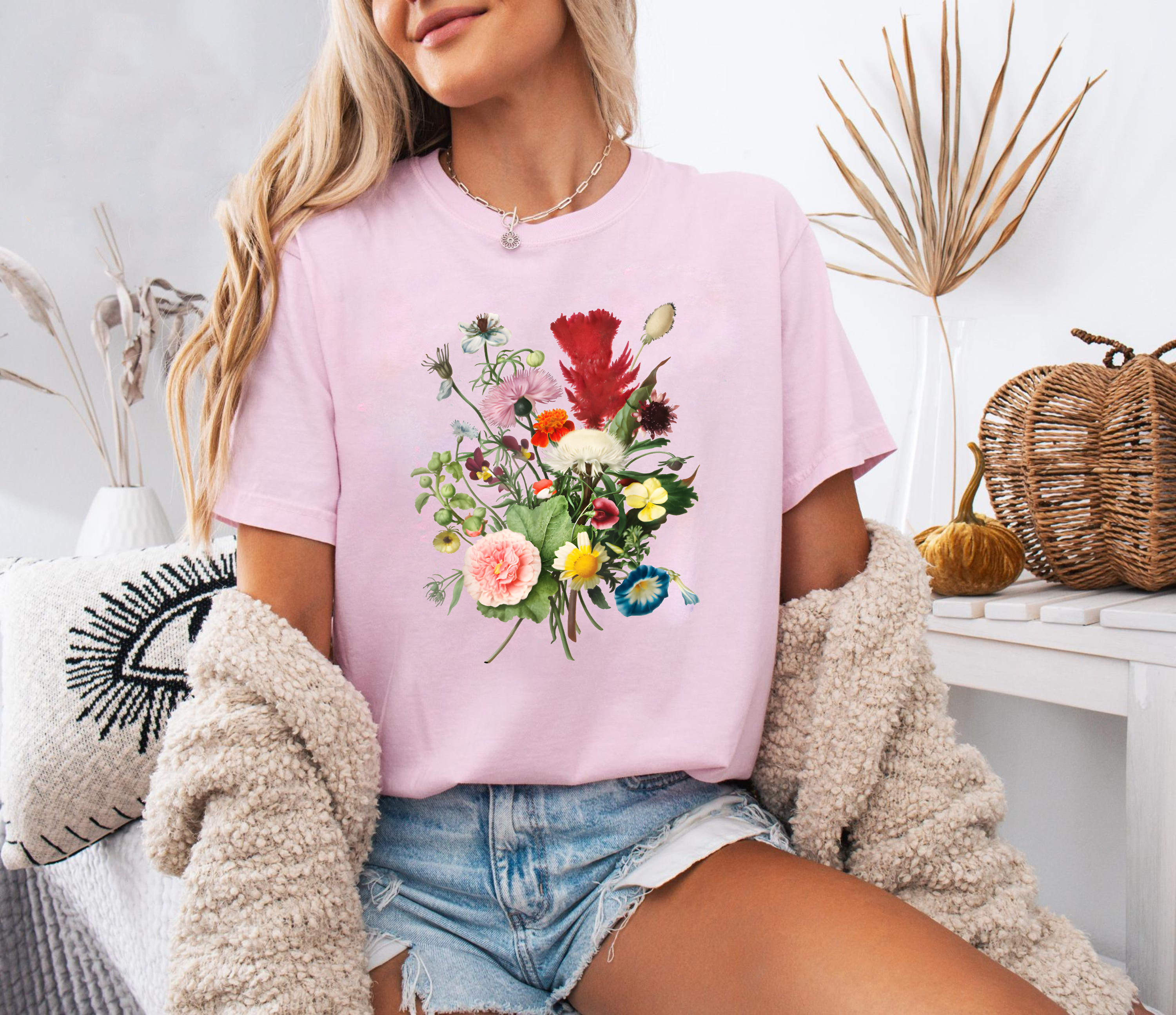 Vintage Floral Shirt, Retro Botanical Flower Tee, Colorful Garden T-Shirt, Cottagecore Plant Shirt, Wildflower Graphic Tee