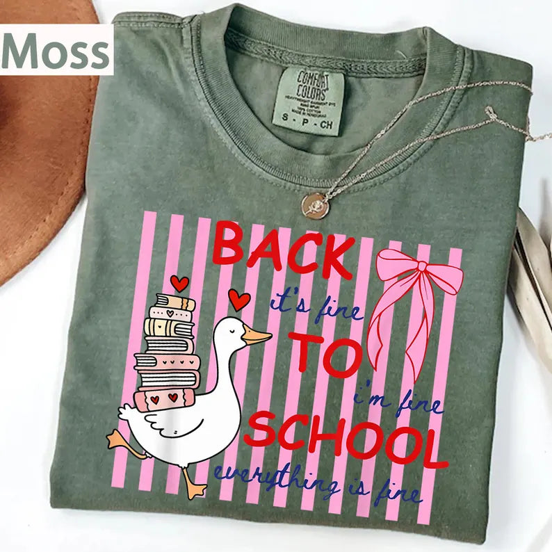 Silly Goose Teacher Comfort Colors Shirt, Everything Is Fine Teacher Tee, Funny Back to School Shirt, Cute Goose Teacher Life T-Shirt. SPETAL2