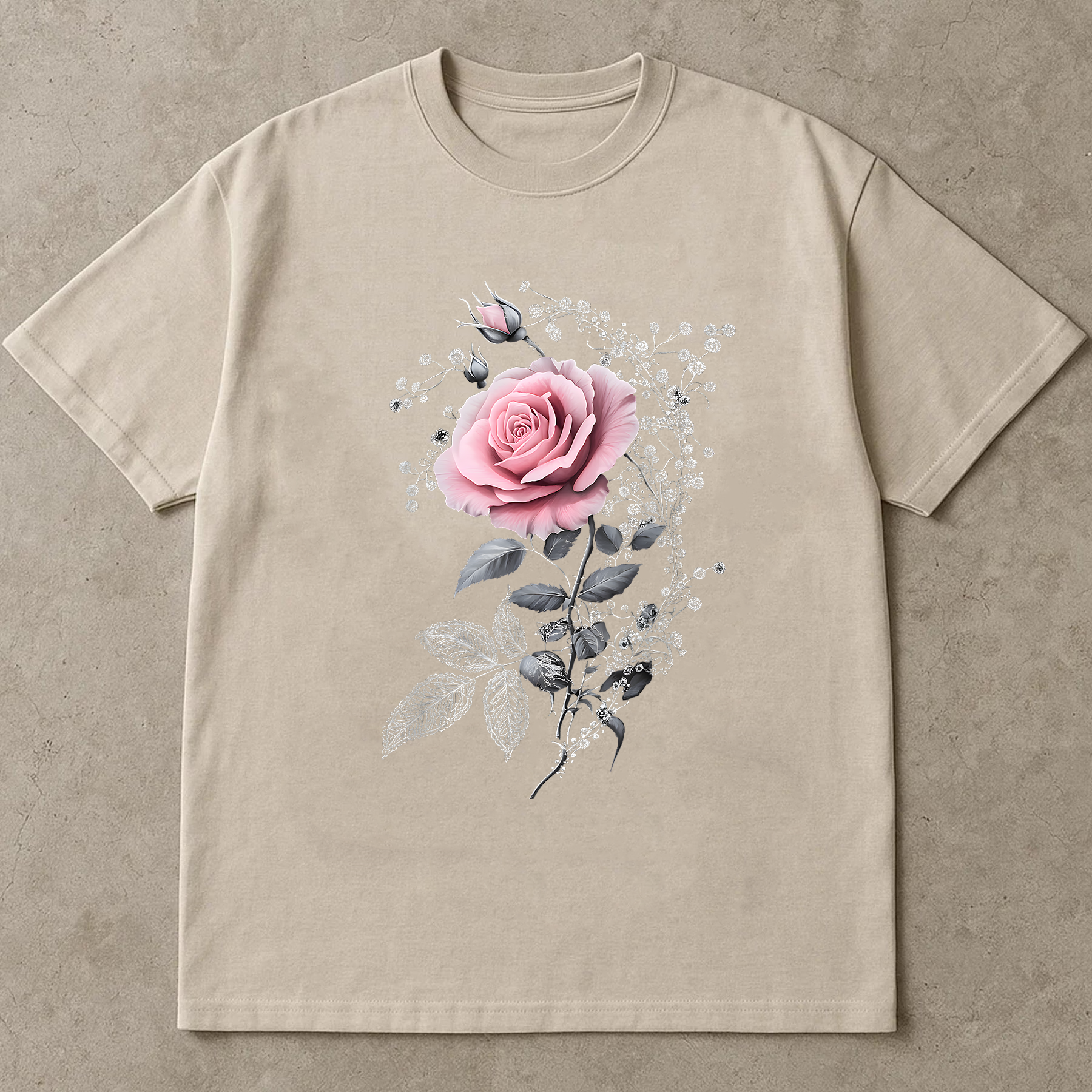 Pink Rose Shirt, Romantic Floral Tee, Rose Aesthetic T-Shirt, Elegant Flower Shirt, Gothic Cottagecore Top, Gift for Women