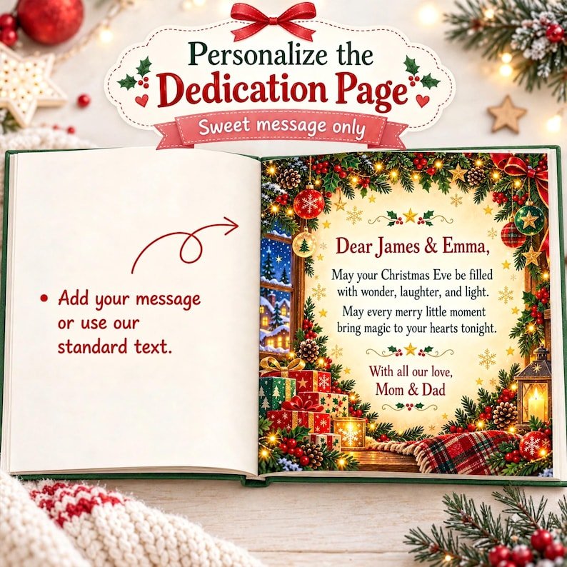 Personalized Christmas Eve Storybook, Custom Names Holiday Adventure Book for Kids, Sibling Christmas Gift, Festive Mouse Story Keepsake PBOOK10