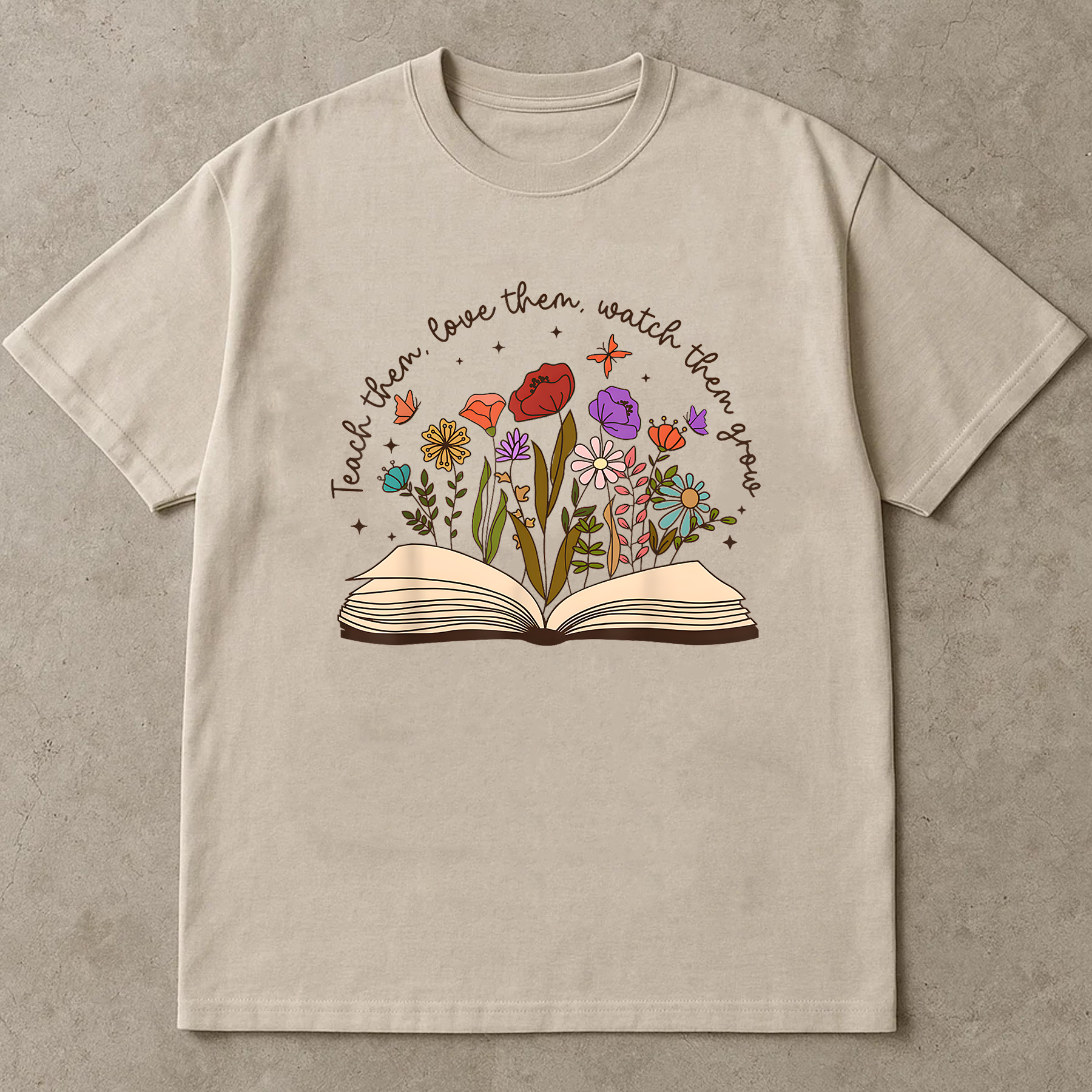 Teacher Flower Book Shirt, Teach Love Grow T-Shirt, Reading Teacher Gift, Floral Book Lover Graphic Tee, Cute Botanical Shirt