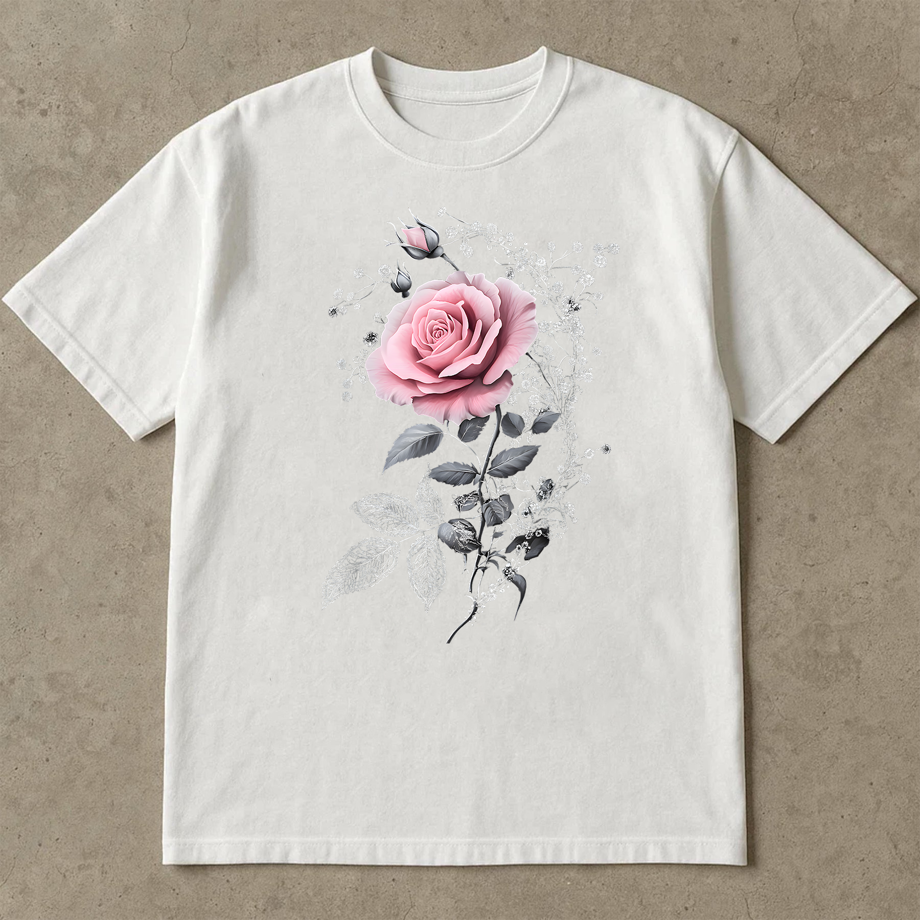 Pink Rose Shirt, Romantic Floral Tee, Rose Aesthetic T-Shirt, Elegant Flower Shirt, Gothic Cottagecore Top, Gift for Women