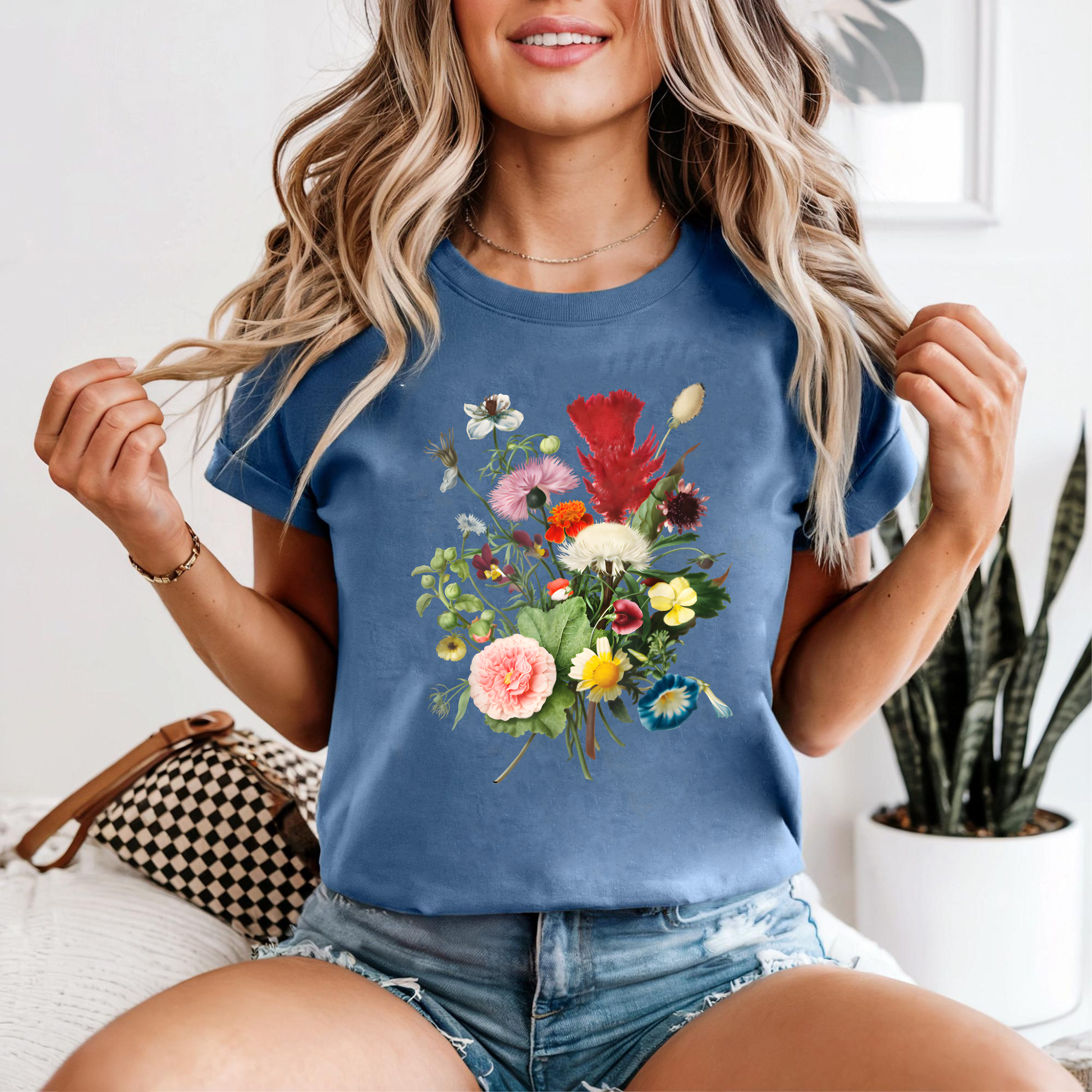 Vintage Floral Shirt, Retro Botanical Flower Tee, Colorful Garden T-Shirt, Cottagecore Plant Shirt, Wildflower Graphic Tee