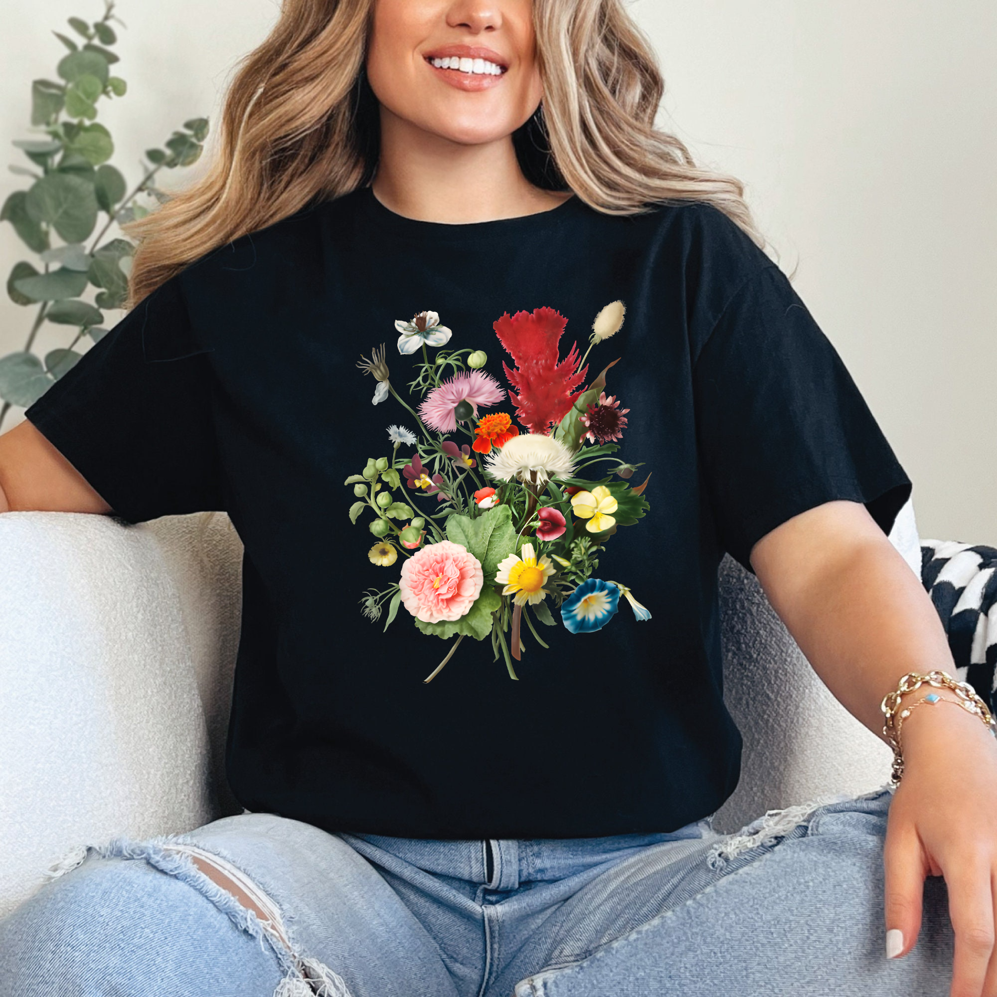 Vintage Floral Shirt, Retro Botanical Flower Tee, Colorful Garden T-Shirt, Cottagecore Plant Shirt, Wildflower Graphic Tee