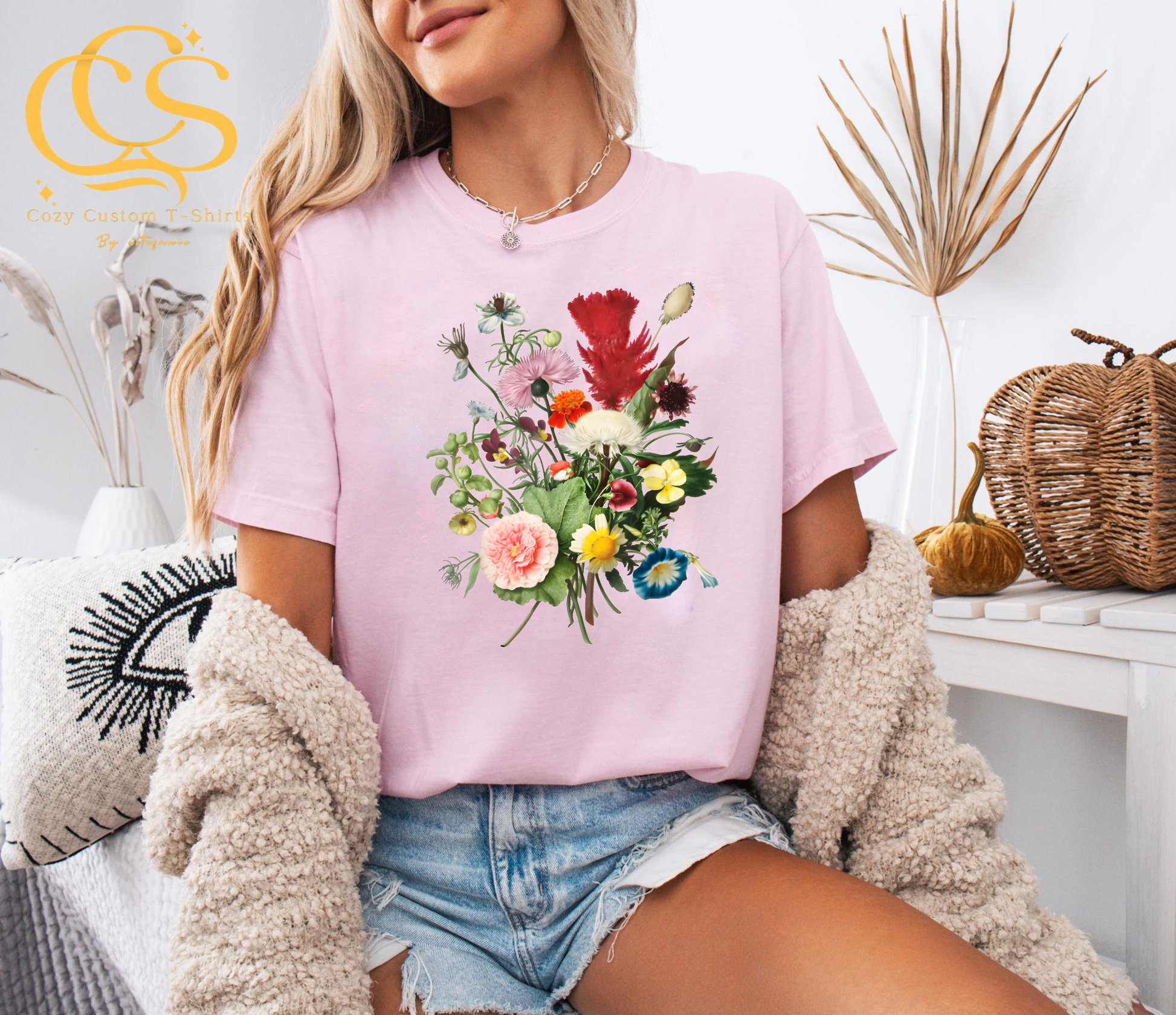 Vintage Floral Shirt, Retro Botanical Flower Tee, Colorful Garden T-Shirt, Cottagecore Plant Shirt, Wildflower Graphic Tee