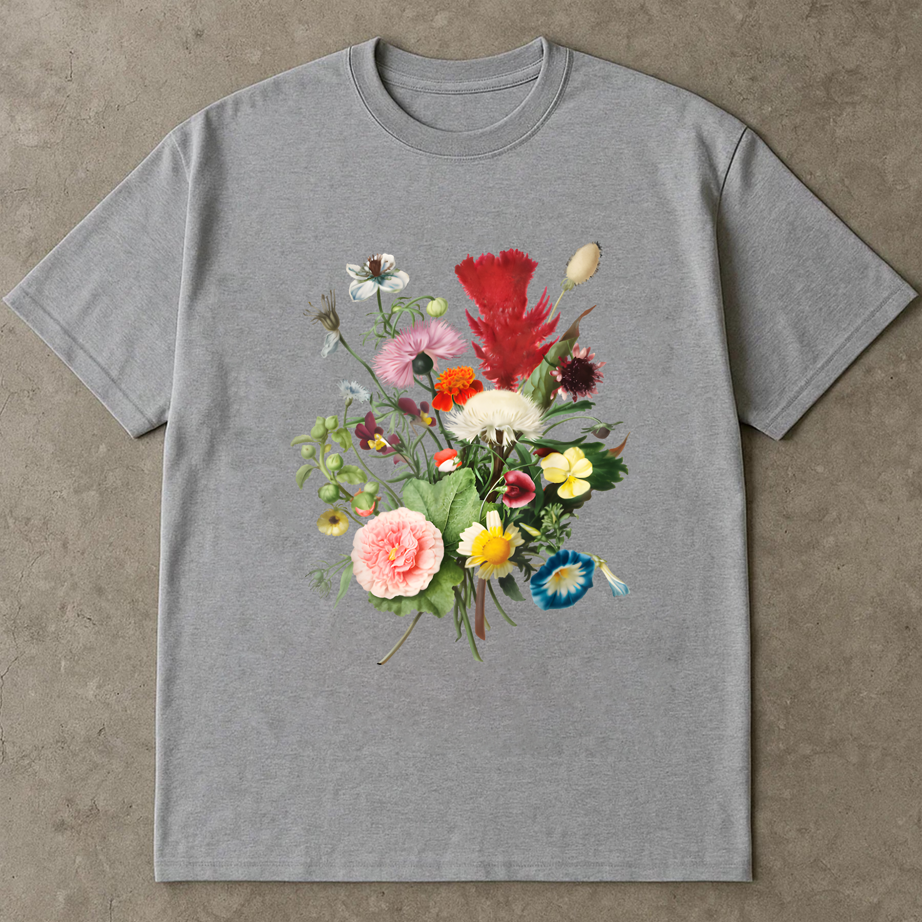 Vintage Floral Shirt, Retro Botanical Flower Tee, Colorful Garden T-Shirt, Cottagecore Plant Shirt, Wildflower Graphic Tee