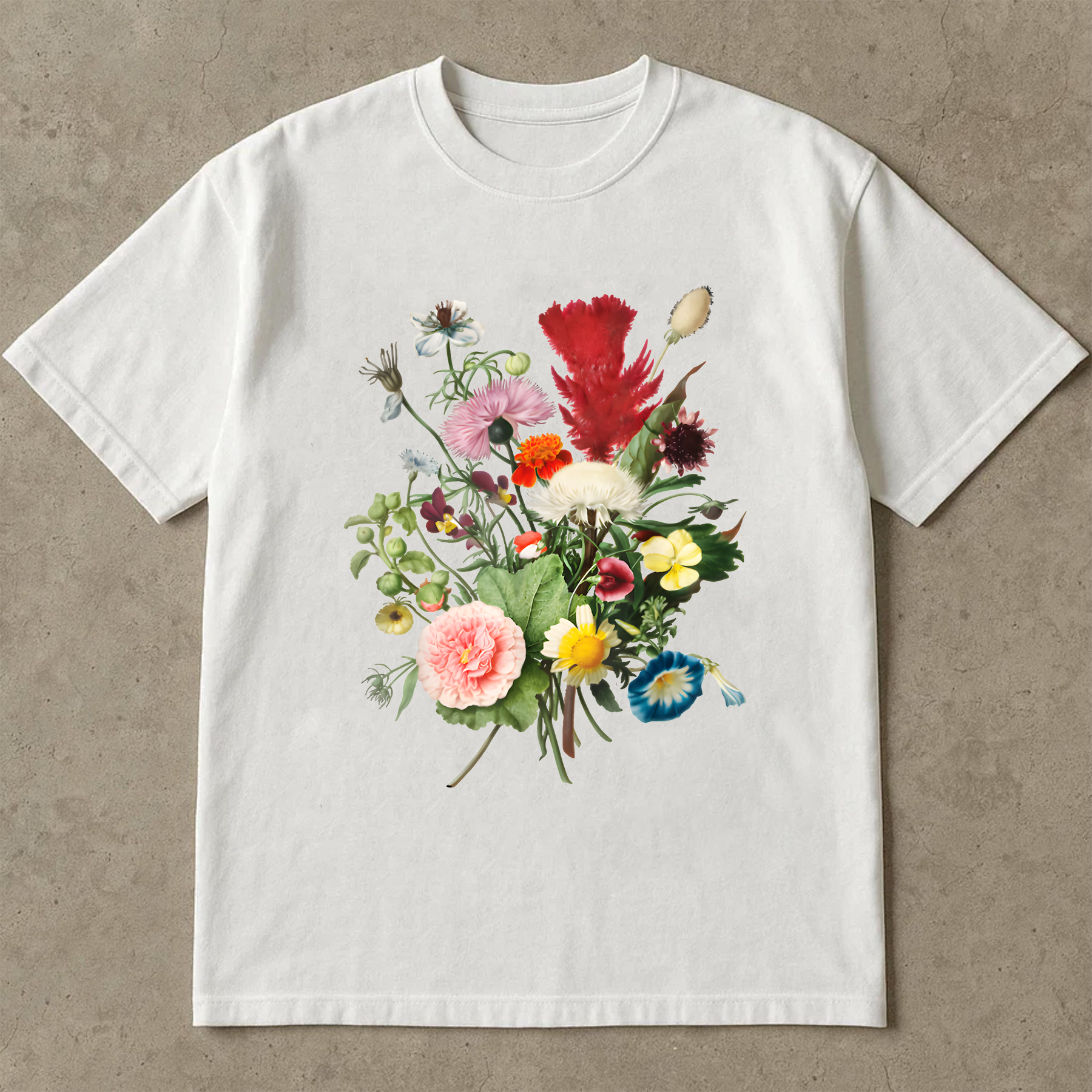 Vintage Floral Shirt, Retro Botanical Flower Tee, Colorful Garden T-Shirt, Cottagecore Plant Shirt, Wildflower Graphic Tee