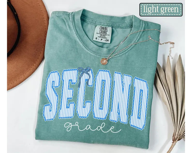 Second Grade Teacher Shirt • Comfort Colors 2nd Grade Teacher Tshirt • Second Grade Back To School Teacher Gift • Striped Seersucker Teacher. SPETAL17