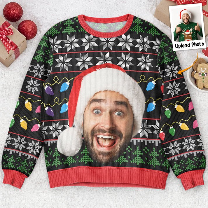 Personalized Face Light Up Ugly Christmas Sweater, Custom Photo Shirt, Unisex Kid Adult Sweater, Christmas Party Shirt, Holiday Sweatshirts, Xmas Outfit, Christmas Gift UXMAS11
