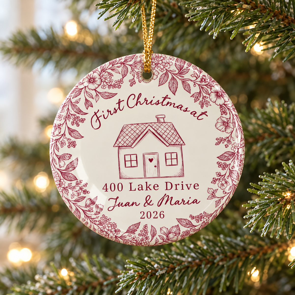 Personalized New Home Ornament First Home Keepsake New House Christmas Ornament Housewarming Gift for Couples Custom Gift for New Homeowners CERAMIC10