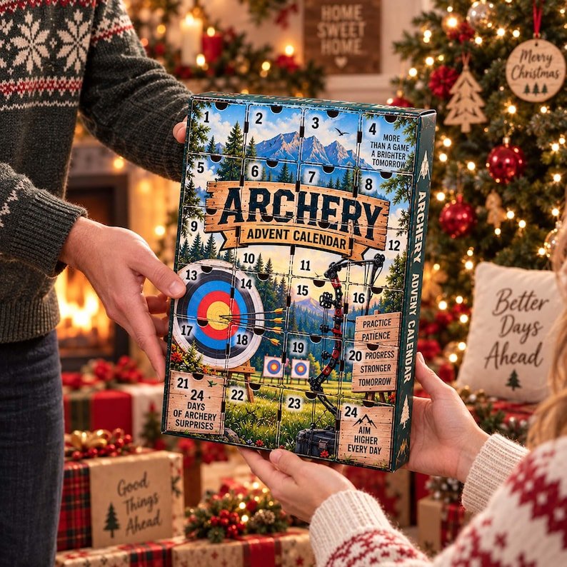Archery Advent Calendar 2026, 24 Archery Charms Christmas Countdown Calendar, Unique Gift for Archers, Hunters & Outdoor Lovers AXMAS11