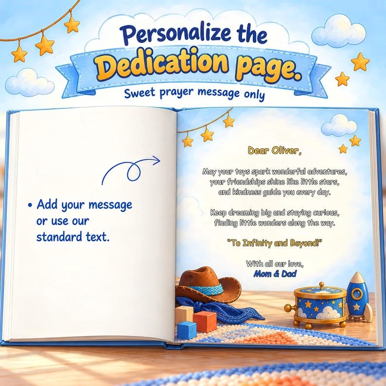 Personalized Toy Adventure Book, Custom Name Storybook, Cowboy Astronaut Dinosaur Story, Toddler Birthday Gift, Kids Keepsake PBOOK11