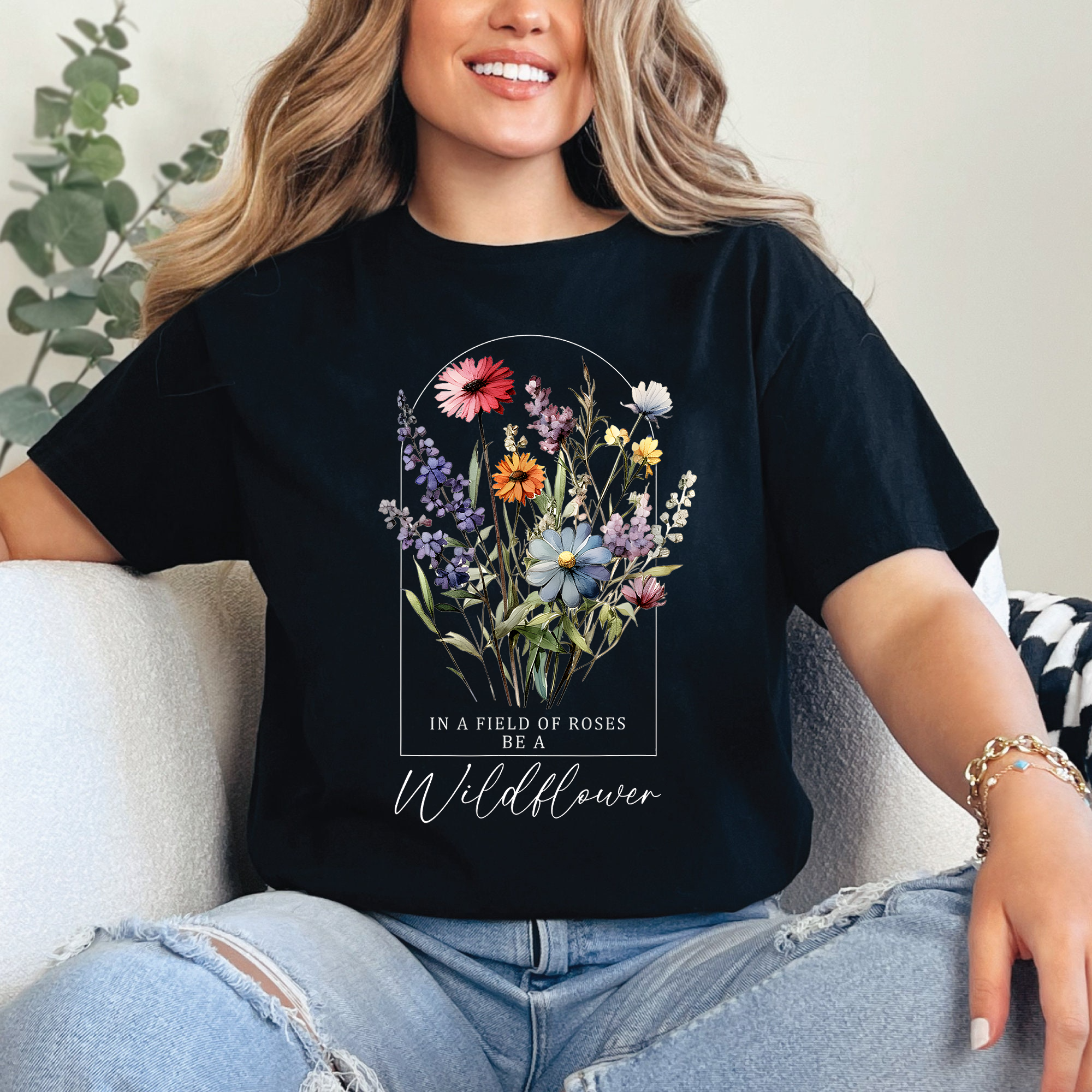 Be a Wildflower Shirt, Inspirational Floral Tee, Vintage Wildflower T-Shirt, Botanical Quote Shirt, Cottagecore Garden Tee