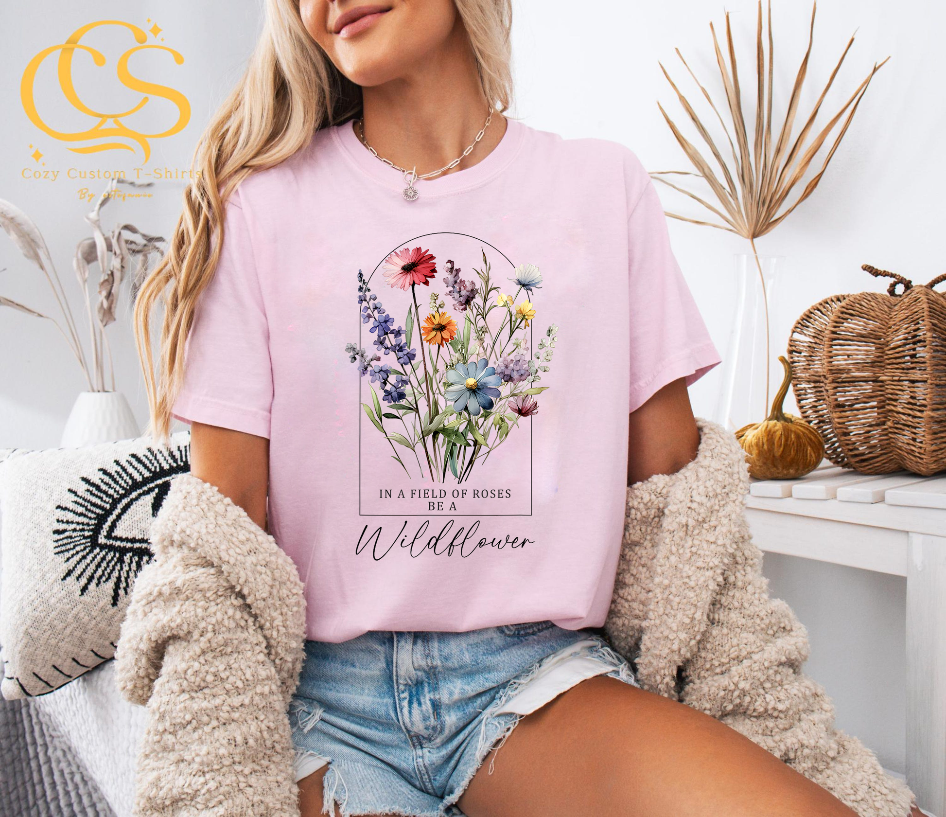 Be a Wildflower Shirt, Inspirational Floral Tee, Vintage Wildflower T-Shirt, Botanical Quote Shirt, Cottagecore Garden Tee