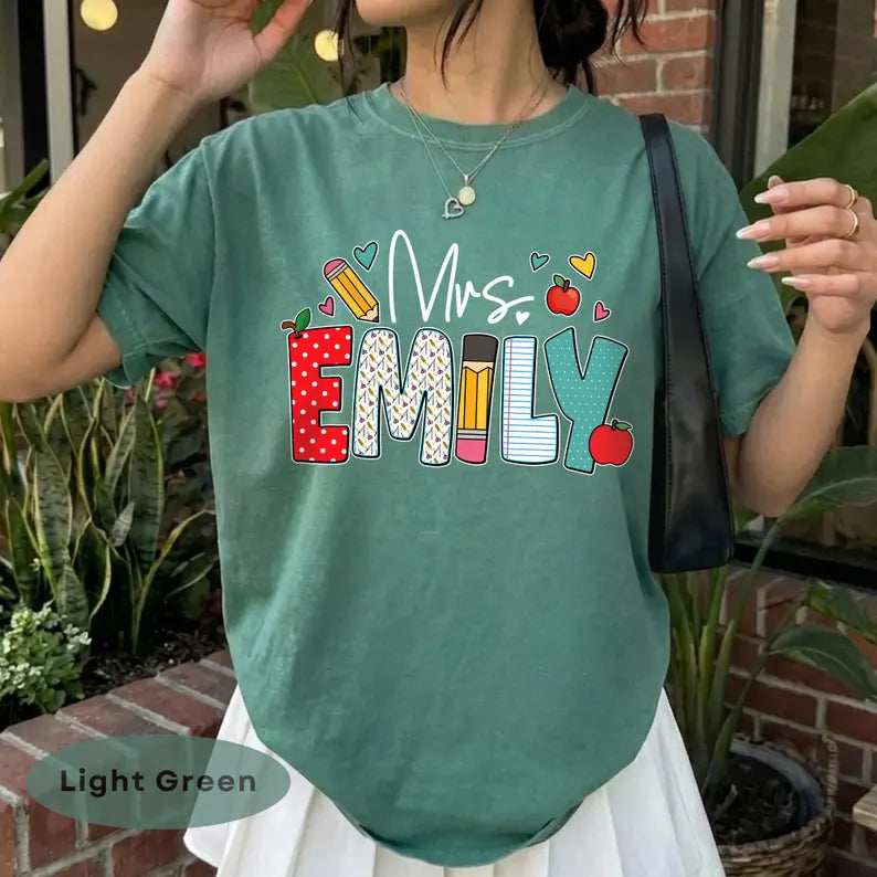 Custom Teacher Shirt, Personalized Teacher Name T-Shirt, Teachers Appreciation Gift, Back to School Shirt, Teacher Team Tee. SPETAL12