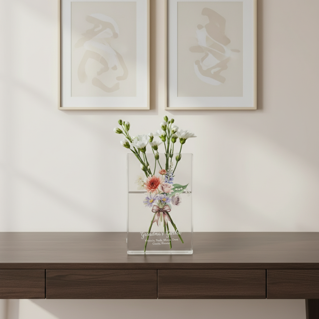 Personalized Grandma's Garden Book Vase – Family Birth Flower Vase for Nanny, Grandma, or Mom, Perfect Mother's Day & Birthday Gift from Grandkids