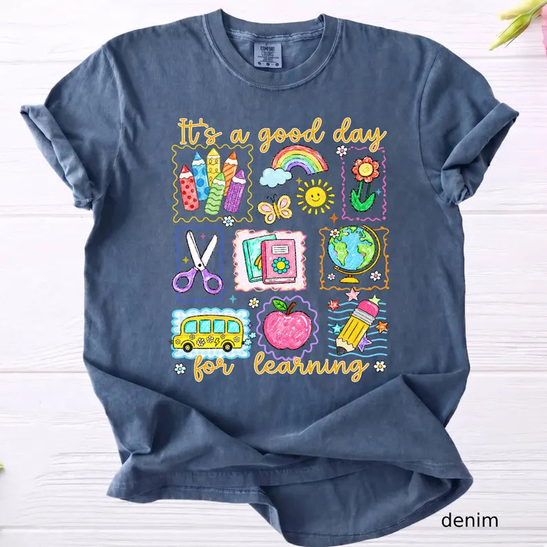 Comfort Colors Teacher Life Shirt, It's a Good Day for Learning, Be Kind TShirt, Back to School Shirt, Team Elementary T-Shirt School Supply. SPETAL1
