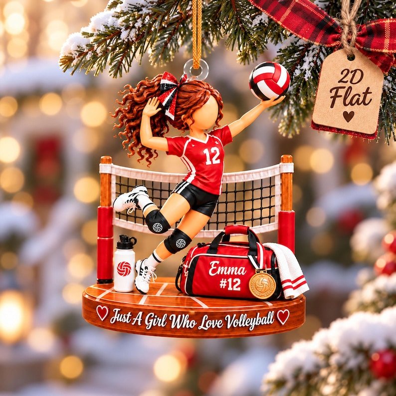 Personalized Volleyball Girl Ornament, Just A Girl Who Loves Volleyball, Custom Name Volleyball Player Gift for Her, Volleyball Team Gifts ACRYLICOR12