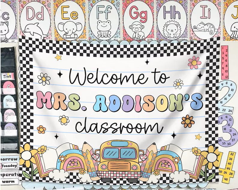 Personalized Classroom Tapestry, Classroom Banner, Classroom Decor, Teacher Tapestry, Welcome Back To School Banner, Gifts For Teacher. CBPETAL19