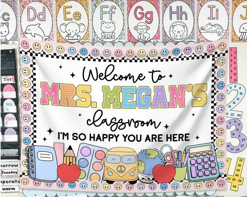 Welcome to Classroom Tapestry, Custom Name Teacher Tapestry, Classroom Decor, Welcome To Class Banner, Teacher Gifts, Back To School. CBPETAL20