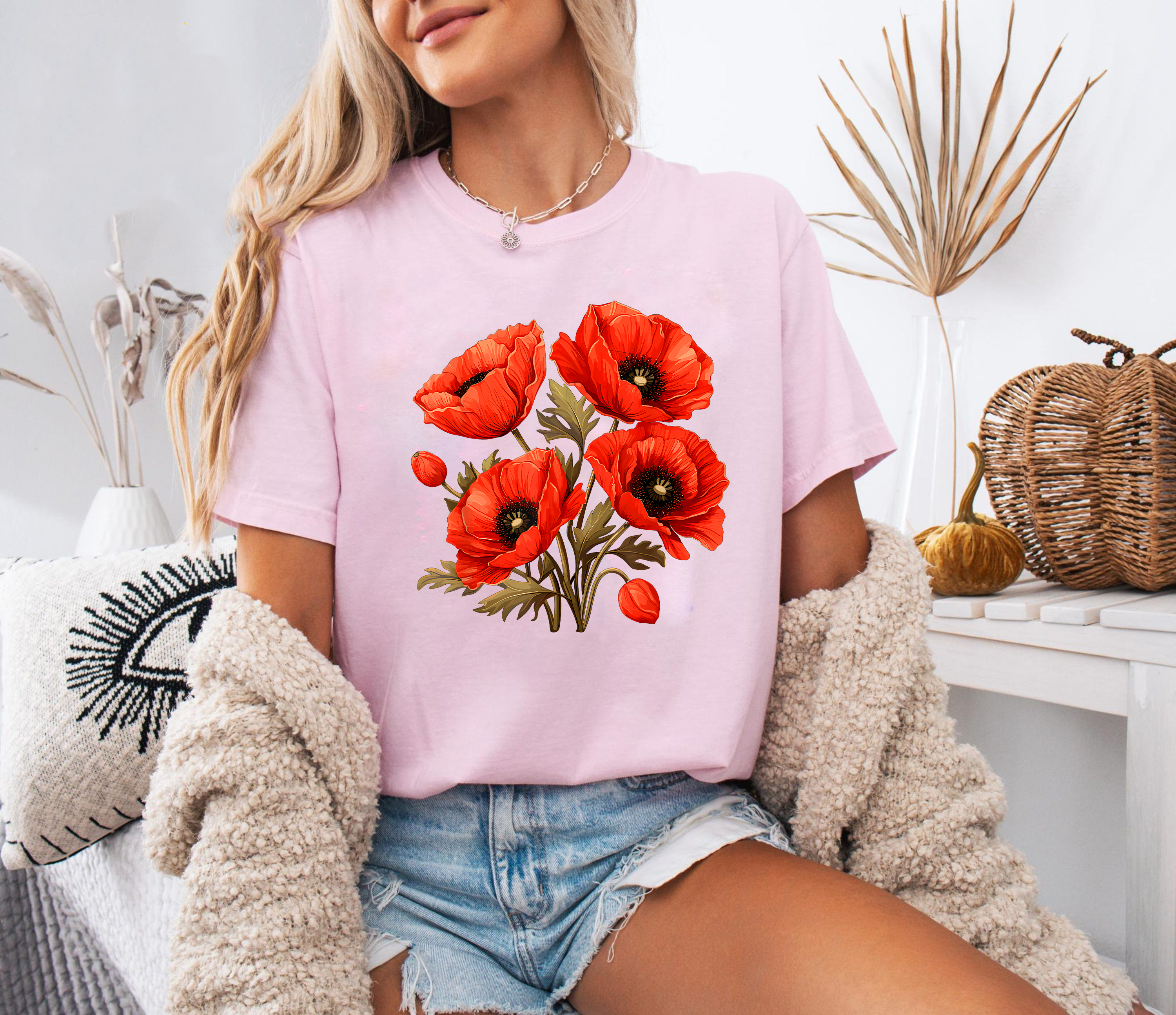 Red Poppy Flower Shirt, Floral Graphic Tee, Bold Botanical Shirt, Aesthetic Flower Tee, Nature Lover Gift Shirt