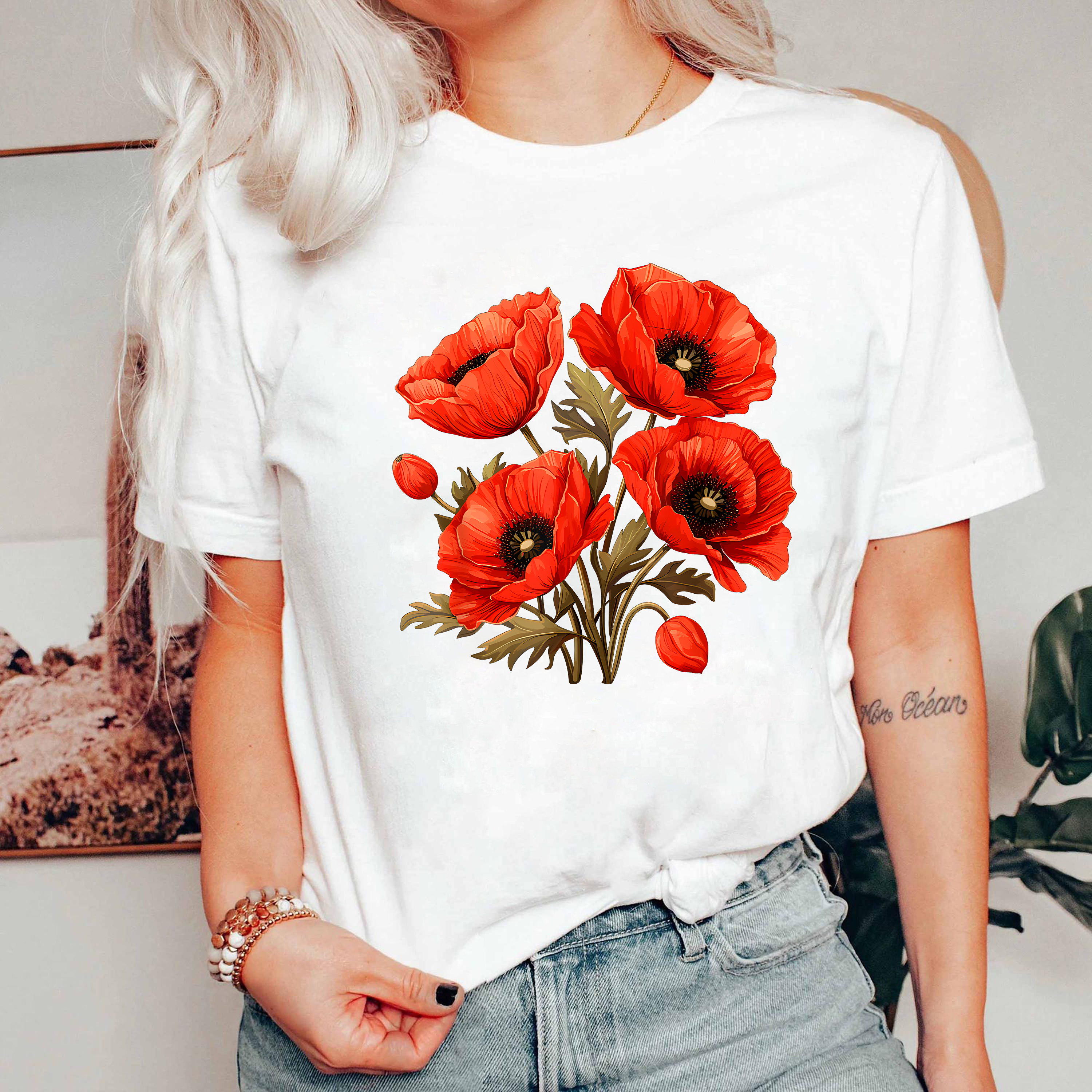 Red Poppy Flower Shirt, Floral Graphic Tee, Bold Botanical Shirt, Aesthetic Flower Tee, Nature Lover Gift Shirt