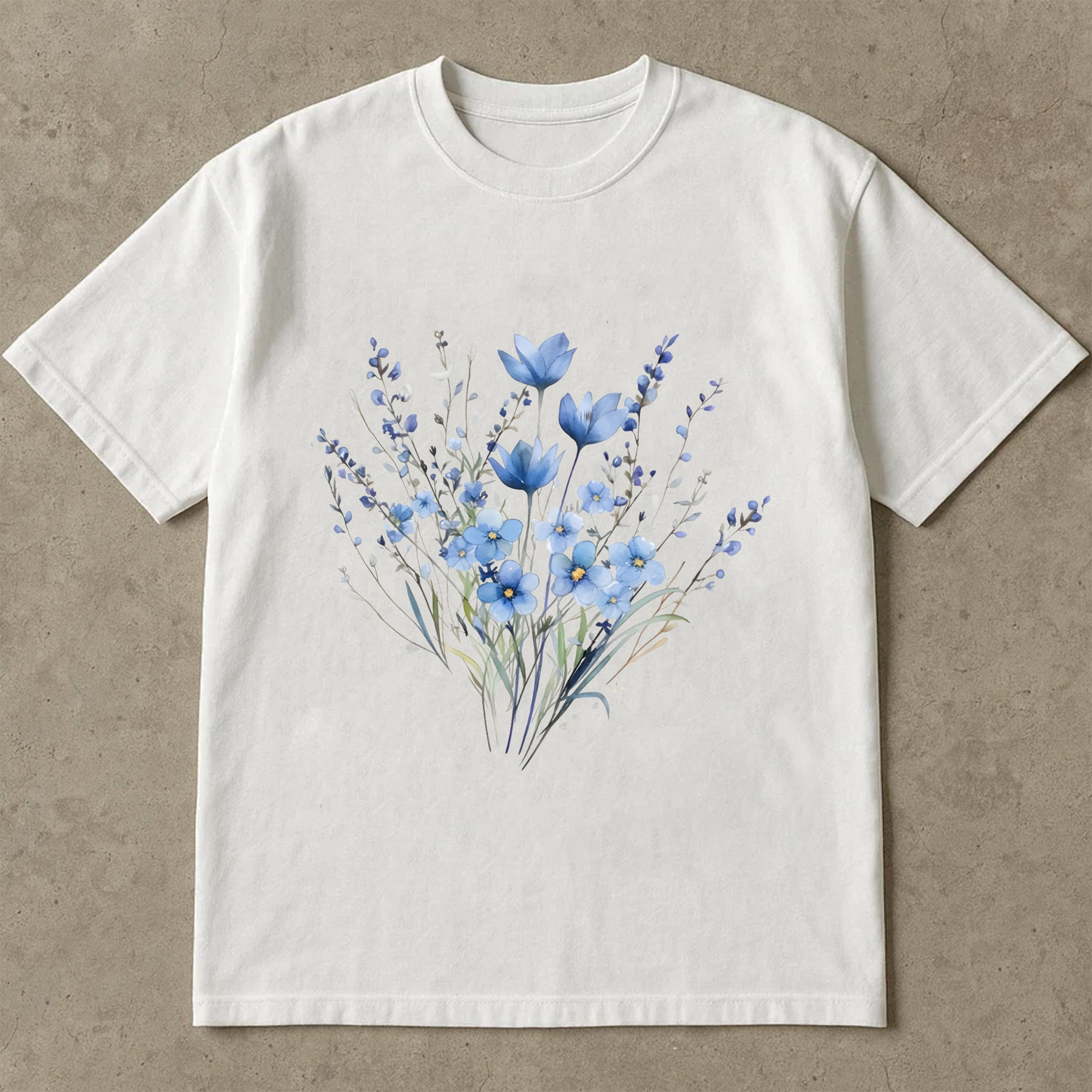 Blue Wildflower Shirt, Watercolor Floral Tee, Aesthetic Cottagecore T-Shirt, Botanical Flower Shirt, Soft Nature Lover Tee