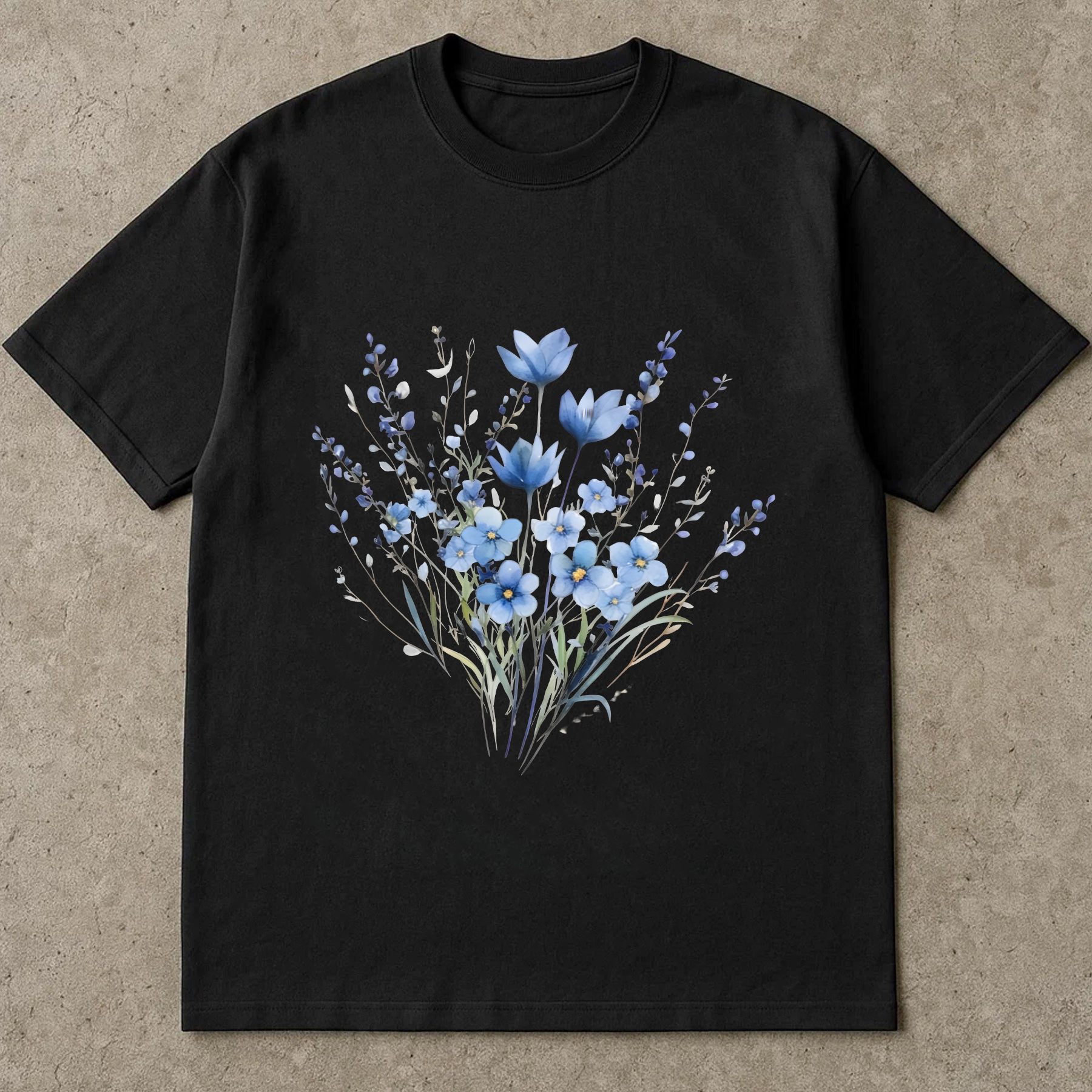Blue Wildflower Shirt, Watercolor Floral Tee, Aesthetic Cottagecore T-Shirt, Botanical Flower Shirt, Soft Nature Lover Tee