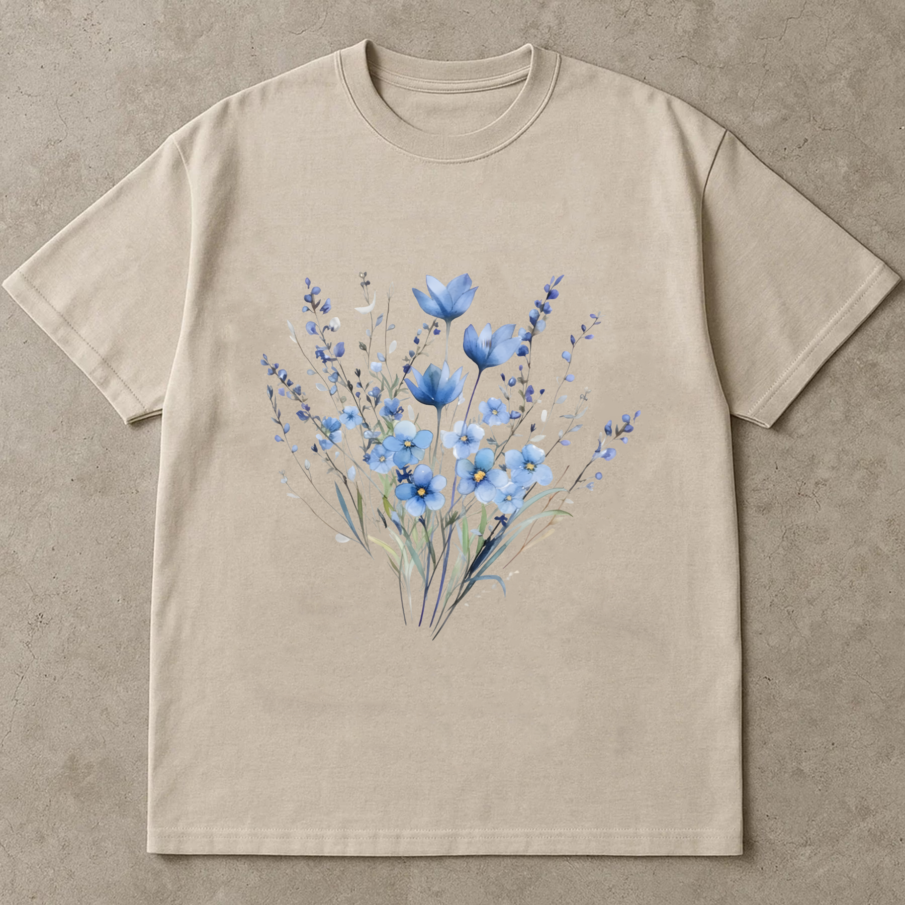 Blue Wildflower Shirt, Watercolor Floral Tee, Aesthetic Cottagecore T-Shirt, Botanical Flower Shirt, Soft Nature Lover Tee