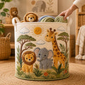 Animal Toy Storage Bin, Quilted Nursery Laundry Basket, Unique Baby Shower Gift, Large Fabric Organizer Basket	LBPETAL155