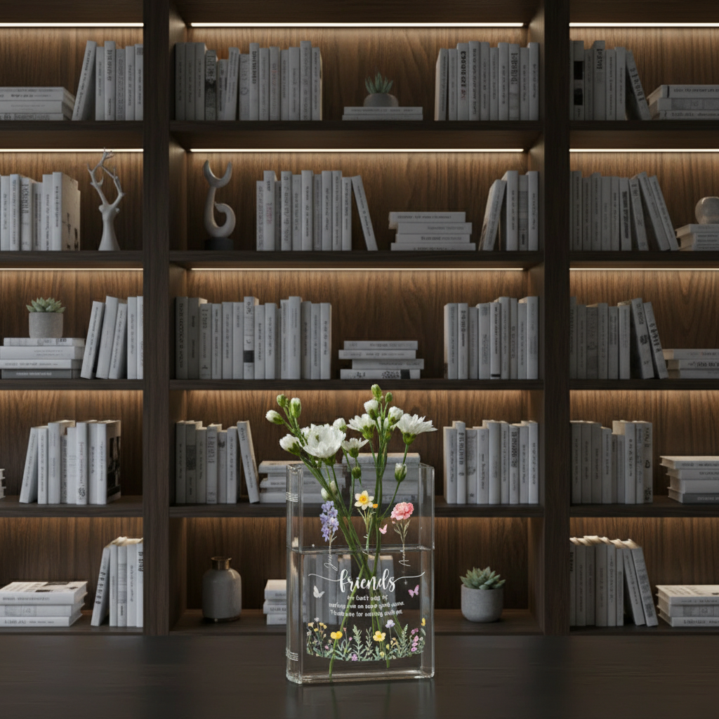 Personalized Best Friends Birth Month Flower Book Vase – Custom Ceramic Vase for Besties, Soul Sisters Gift, Perfect BFF Friendship Decor