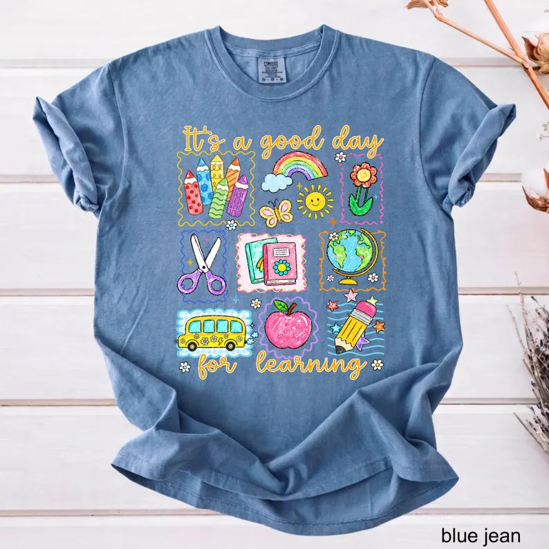 Comfort Colors Teacher Life Shirt, It's a Good Day for Learning, Be Kind TShirt, Back to School Shirt, Team Elementary T-Shirt School Supply. SPETAL1