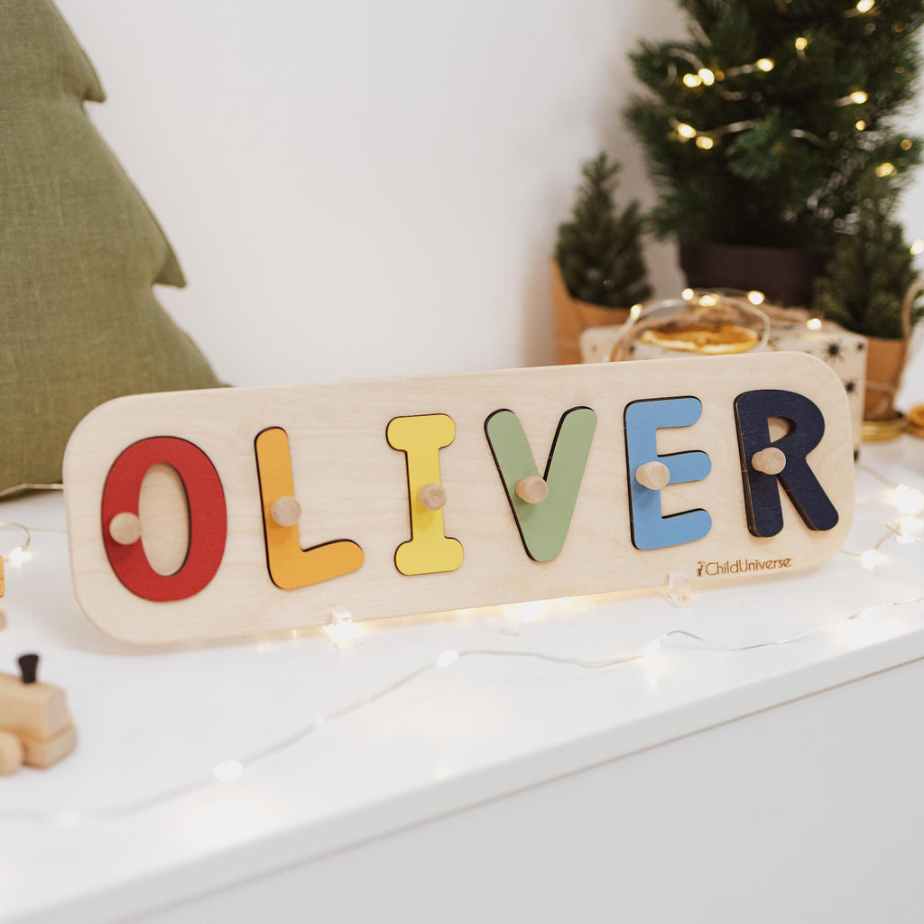 New Baby Gift Wood Name Puzzle for Toddler Montessori Puzzle, First Birthday Gift for Boy, Girl, Wooden Toys, Custom Gift for Kids. NPPETAL4
