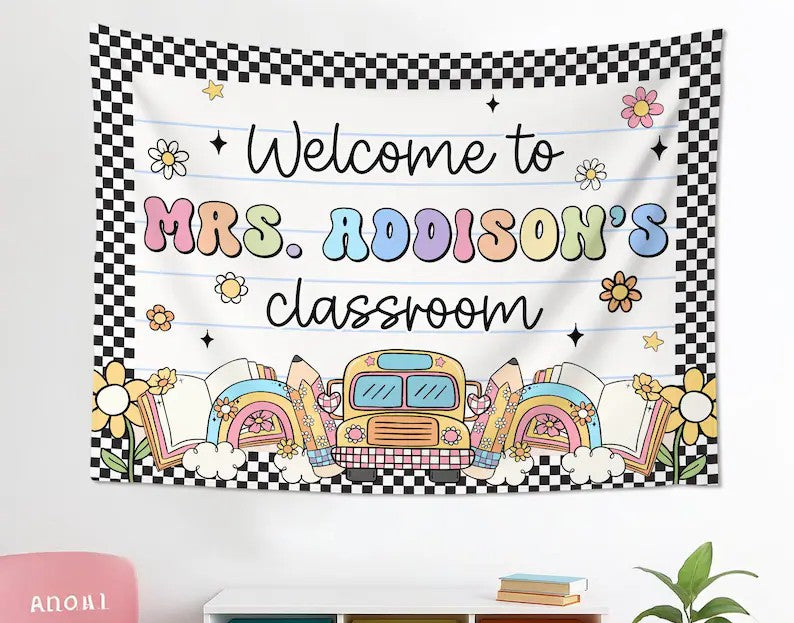 Personalized Classroom Tapestry, Classroom Banner, Classroom Decor, Teacher Tapestry, Welcome Back To School Banner, Gifts For Teacher. CBPETAL19
