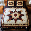 Winter Snowflake Patchwork Quilted Bedding Set, Patchwork Bedspread with Pillowcases, Festive Winter Bedroom Decor, Bedding Decor PTBED11