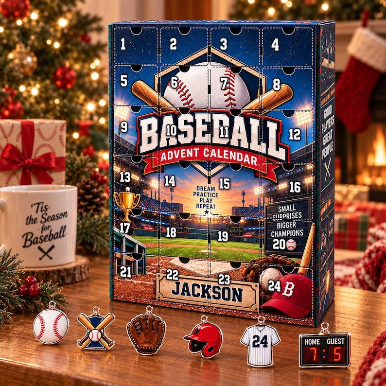 Baseball Advent Calendar 2026, 24 Baseball Ornaments Christmas Countdown Calendar, Sports Gift for Baseball Players, Chritsmas Gift AXMAS13
