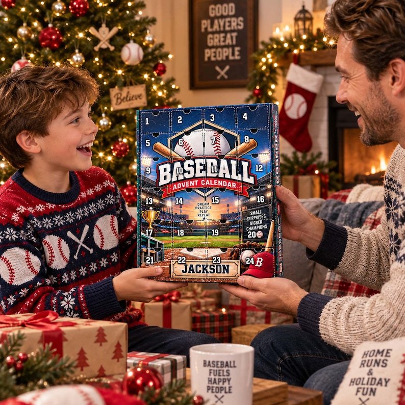 Baseball Advent Calendar 2026, 24 Baseball Ornaments Christmas Countdown Calendar, Sports Gift for Baseball Players, Chritsmas Gift AXMAS13