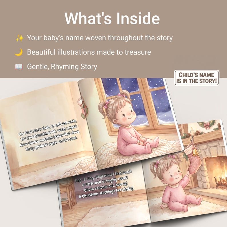 Personalized First Christmas Book, Custom Christmas Tree Storybook With Name, Personalized Holiday Gift, Baby Memory Book PBOOK13