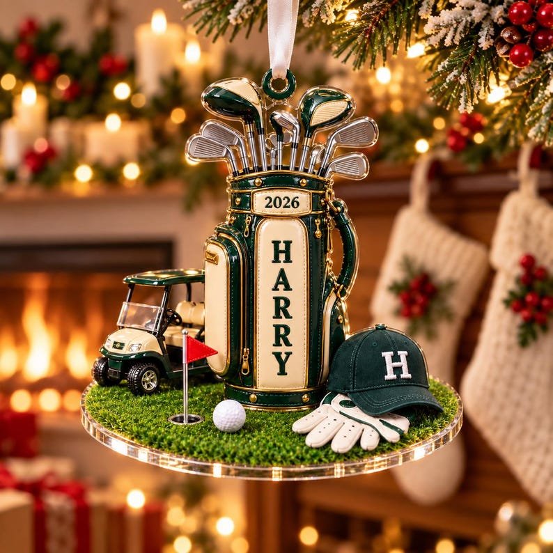 Personalized Golf Christmas Ornament, Custom Name Golf Bag Ornament, Golfer Keepsake Gift 2026 ACRYLICOR13