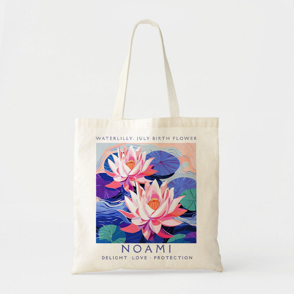 Personalized Birth Month Flower Tote Bag, Birth Flower Gift for Mom, Bridesmaid Floral Tote, Bridal Party Gift, Best Friend Gift, 30th Birthday Gift