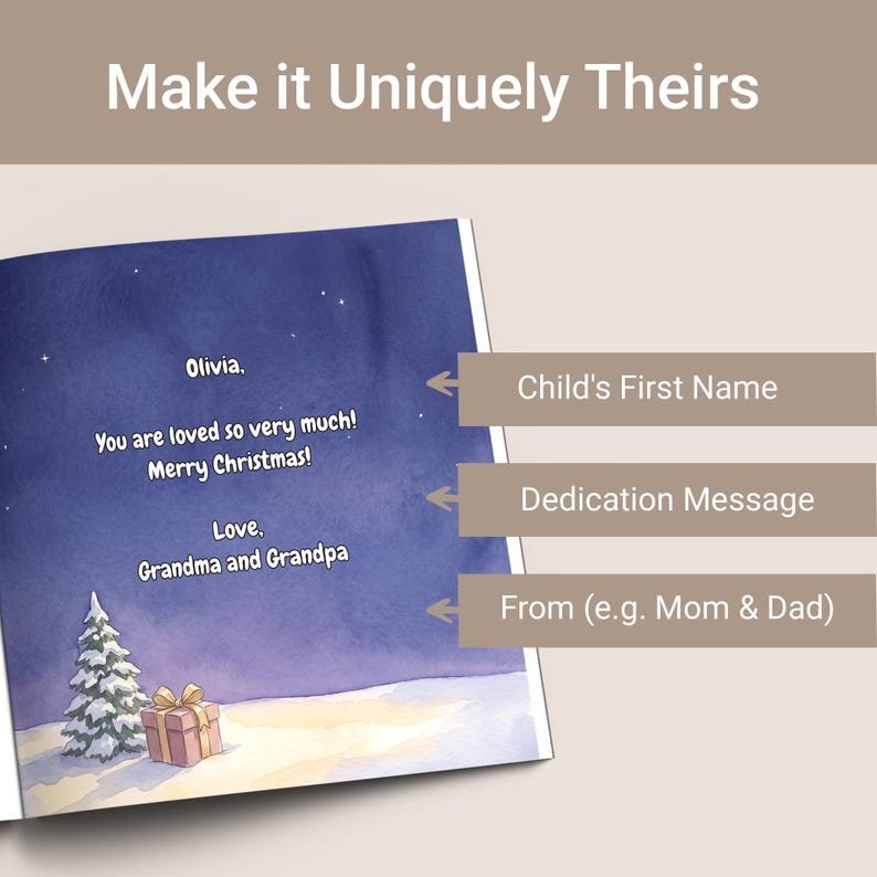 Personalized First Christmas Book, Custom Christmas Tree Storybook With Name, Personalized Holiday Gift, Baby Memory Book PBOOK13